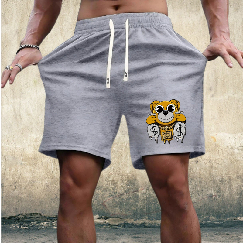 1335 Summer Wholesale Customizable Large Size Men's Casual Elastic Knitted Shorts Mid-Waist Breathable Boxer Pants Hot Drawstring Printed
