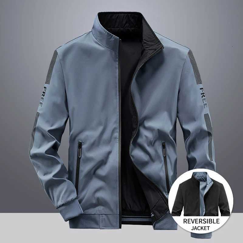New Mens Reversible Jacket Trend Polyester Casual Baseball Uniform New Spring and Autumn Clothes Male Double Sided Zipper Coats W250821