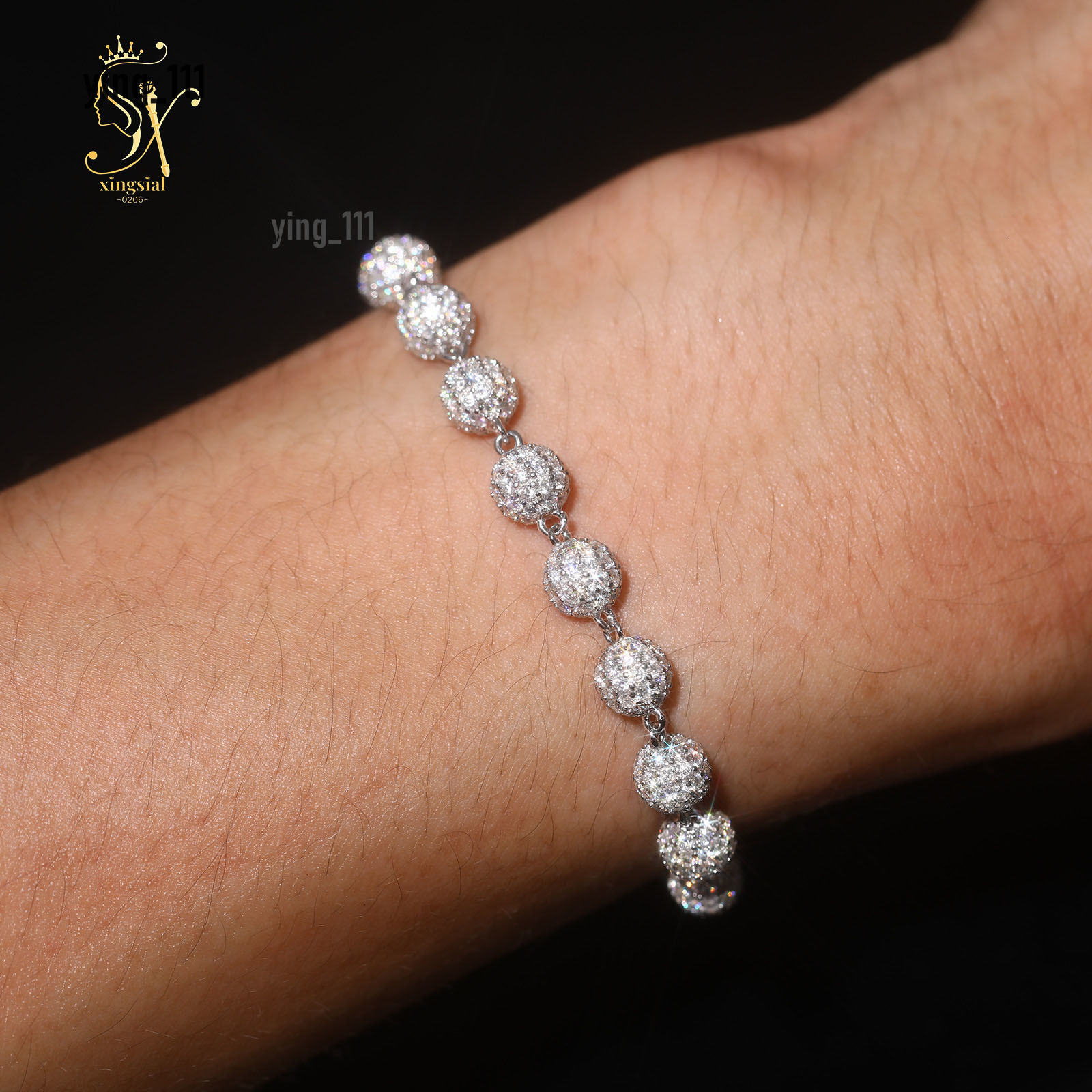 Poplar Design Fine Jewelry Ice Out VVS1 D Color Mossanite Diamond 925 Sterling Silver Moissanite Cluster Tennis Bracelets