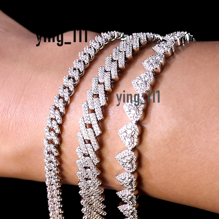 Goldleaf Jewelry 925 Sterling Silver Cuban Link Chain 8mm VVS D Moissanite Stones Hip Hop Style Necklace and Bracelet
