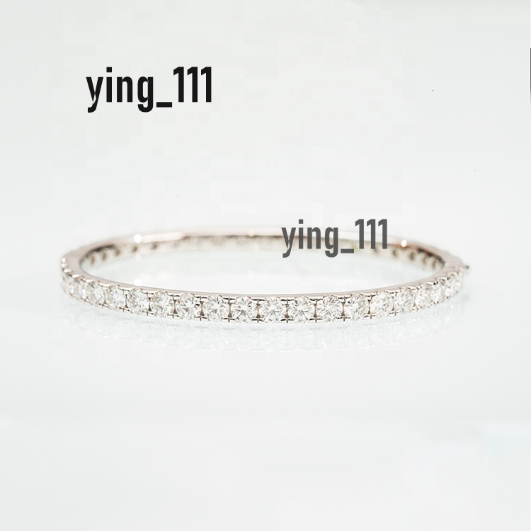 Goldleaf Wholesale Custom Fine Jewelry Charms Bangle 925 Sterling Silver Round Cut Moissanite Bracelet for Anniversary