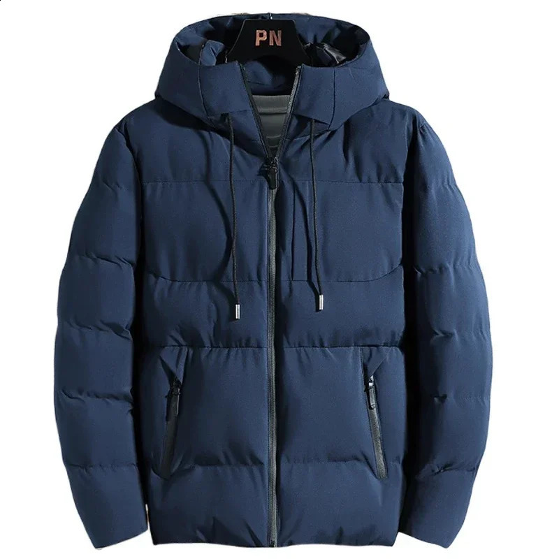 Winter Men Jacket Autumn Warm Fashion Thickened Cotton Padded Jackets Hooded Casual Coats Male Windproof Plus Size Solid Outwear250821