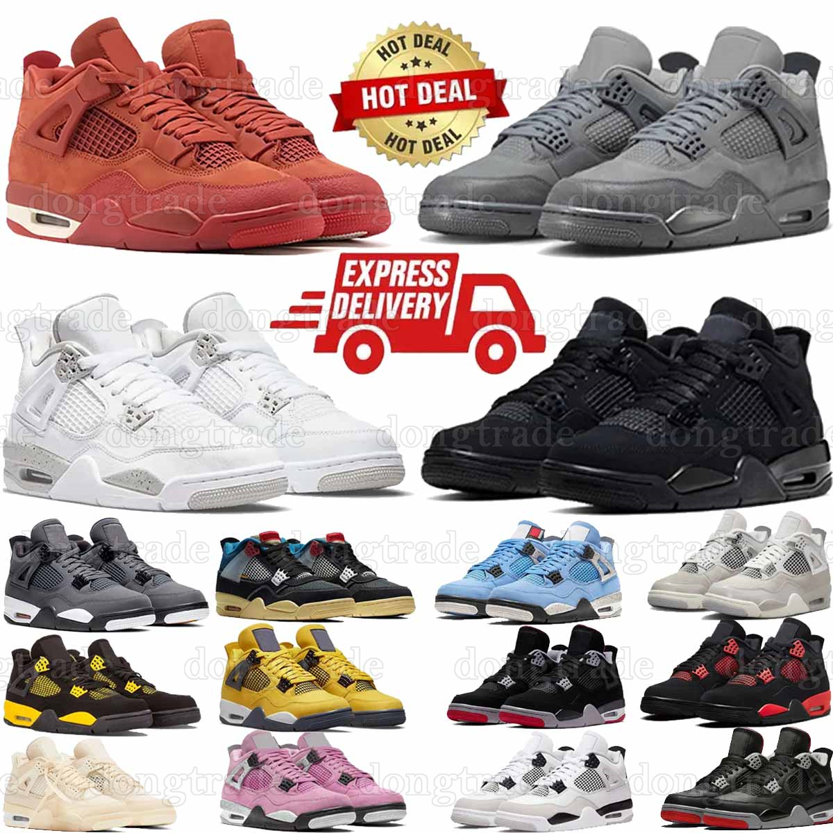 Designer Basketball 4s Chaussures masculines femmes par brique noire chat Seafoam vert bleu rose blanc tonnerre noir or asity