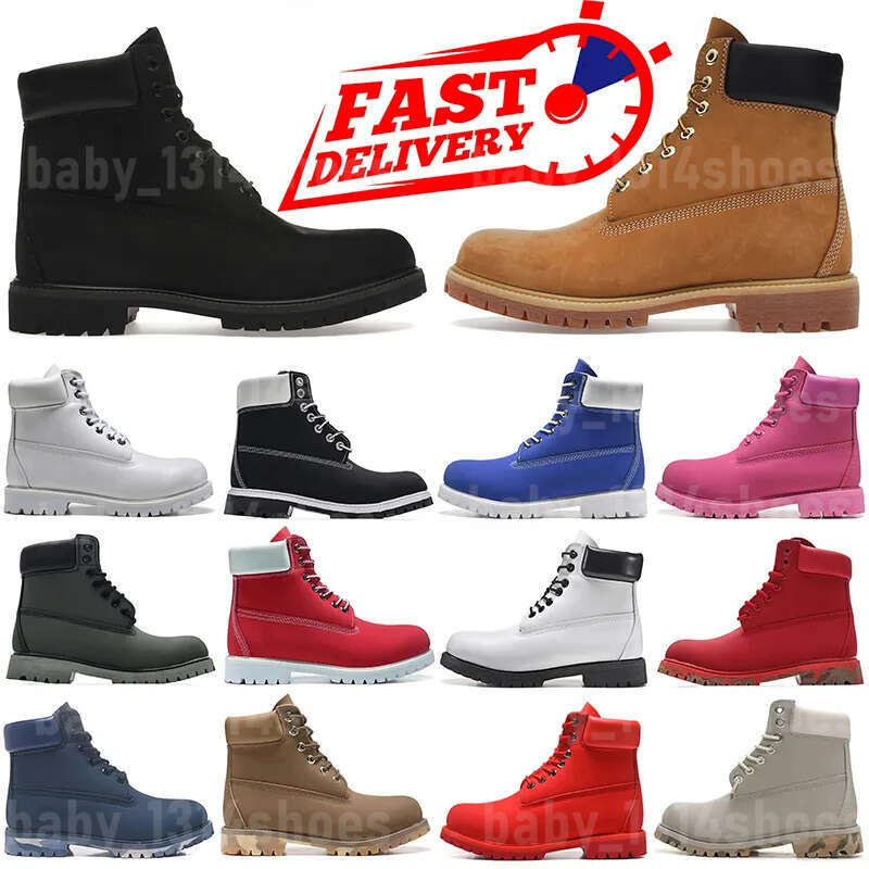 2025 Designer Outdoor Martin Orange Boots Cowboy Blue Black Rose Randonnée Chaux d'eau Men Femmes Chaussures hiver