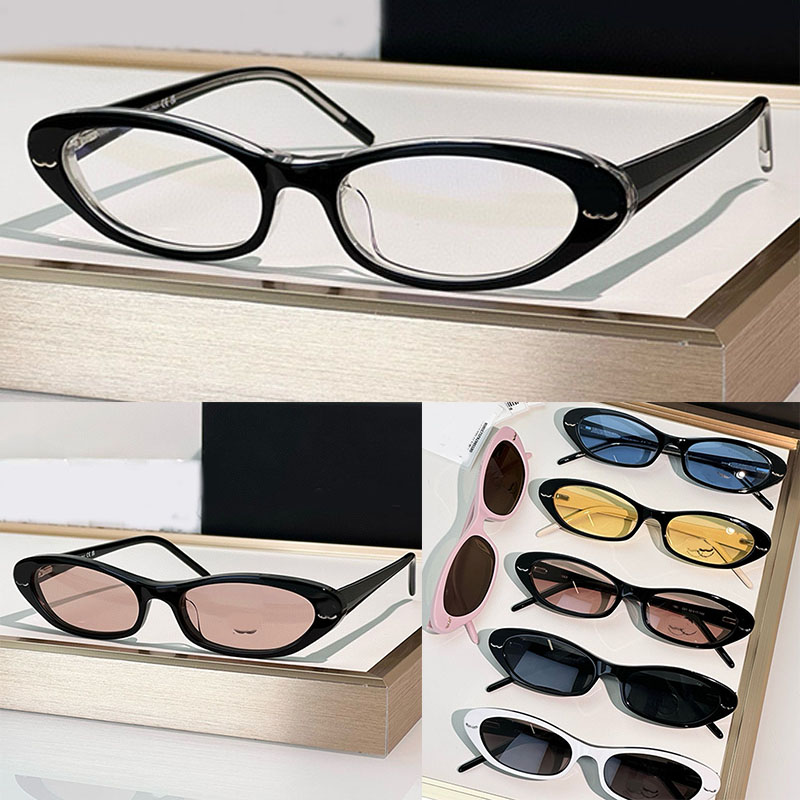 Elegant Womens Designer Cat Eye Sunglasses 3025 Fashion Oval Acetate Narrow Frame Glasses Ladies Avant Garde Style Eyewear UV400 Size 52 14 140