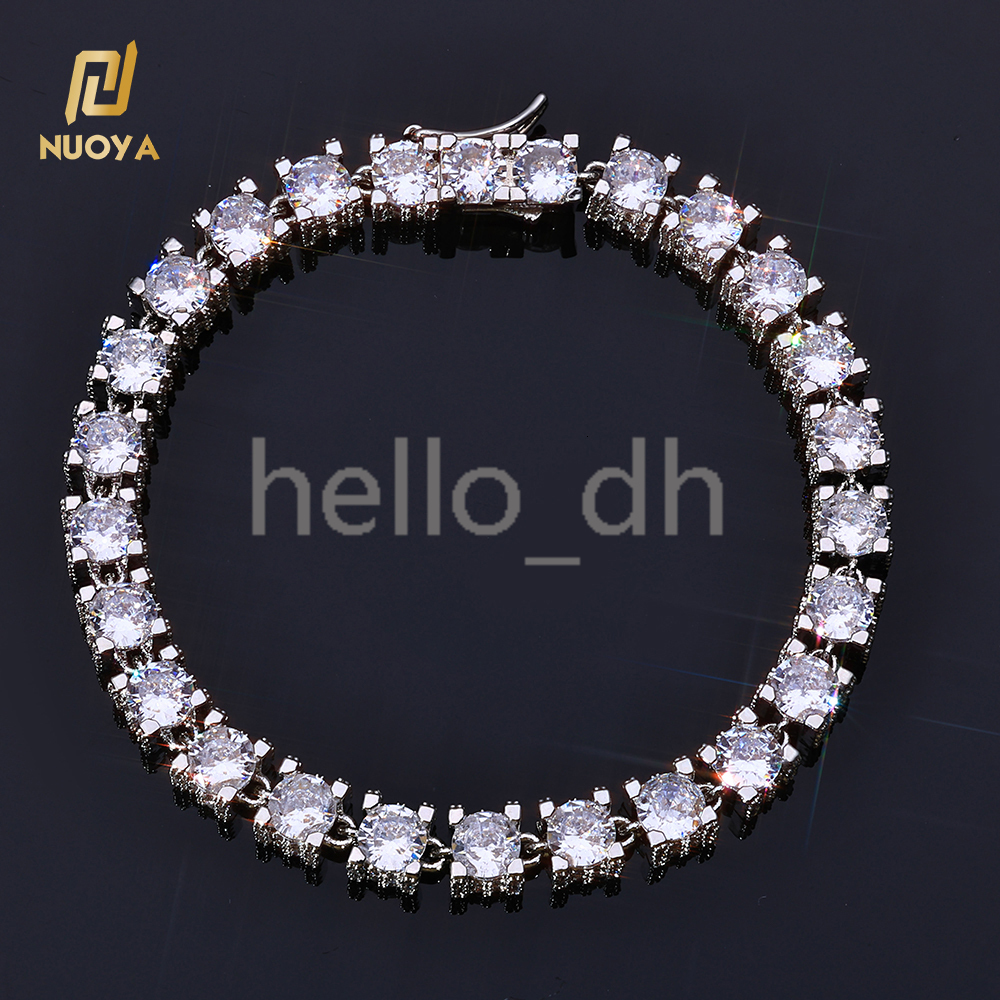 Womens Hip Hop Fine Jewelry Bracelet 6mm Iced Out moissanite Tennis Chain Bling moissanite moissaniteia Jewelry