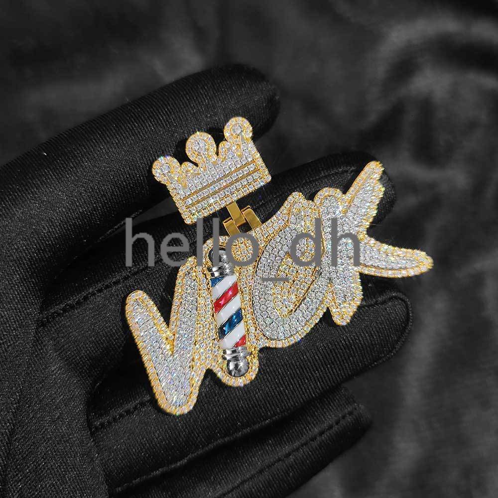 Personalization Custom Hip Hop Moissanite Letter Pendant Passes Diamond Tester Iced Out Pendant Necklace for Men Women