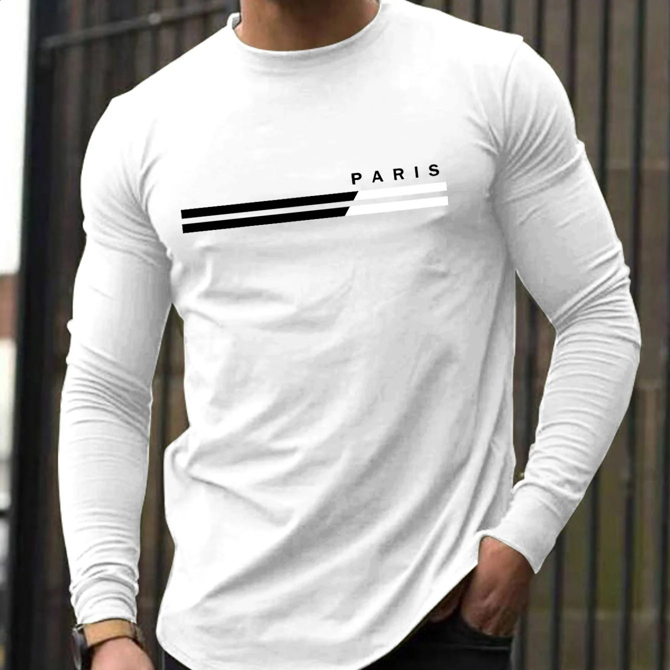 summer fall Mens Long Sleeve stripe TShirt comfort T-Shirt For Men 3d letter Printed Clothing Oversized Streetwear y2k clothing 250818