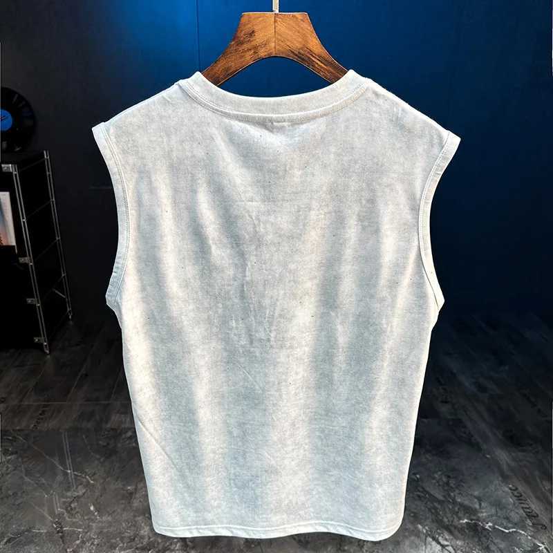2025 Summer New Sports Fitness Loose Tank Top Mens Fashion Trend Casual Printed Sleeveless T-shirt X2508211