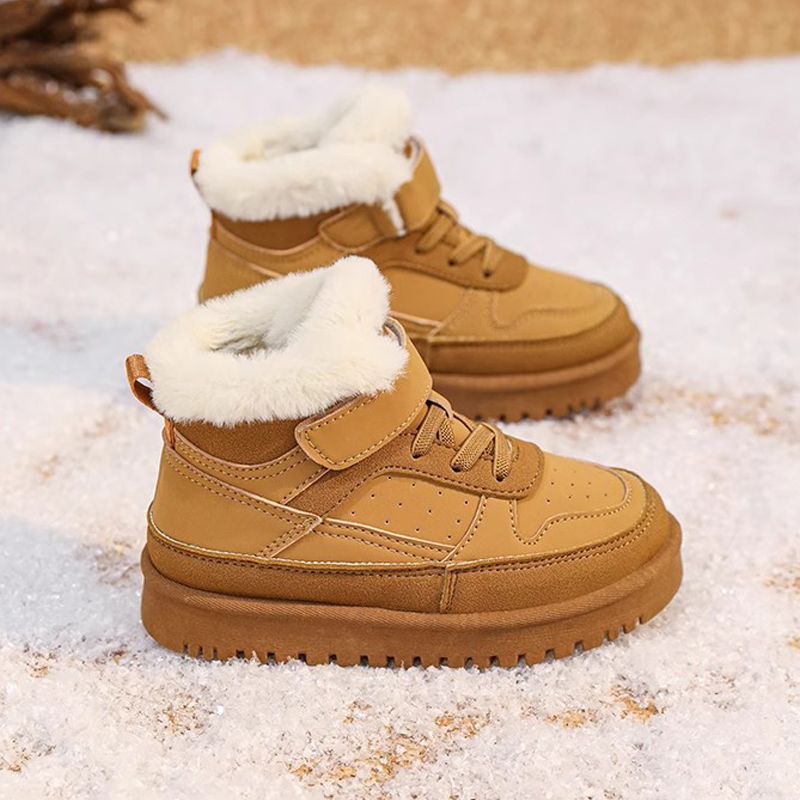 Youth Snow Boots Furry Warm Plush Casual Shoes Walkfashion Girls Boys Kids Boots Winter Trendy All Match Wear Resistant Child Cotton boot Sizes 28 -