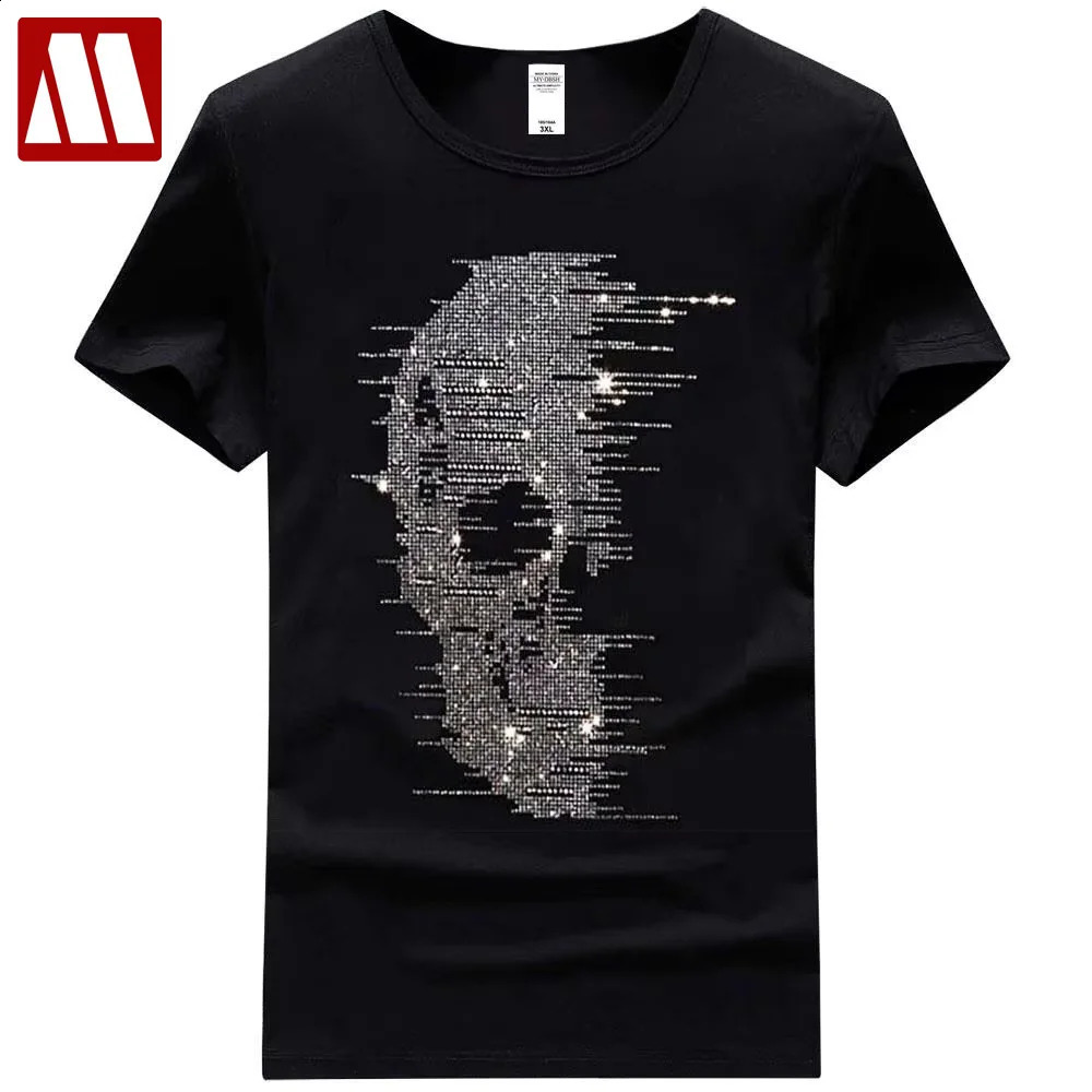 British Style Mens Summer Skull T Shirts Blingbling T-Shirt Homme Fashion Streetwear Rhinestones Print Man Tees Camisetas Hombre 250820