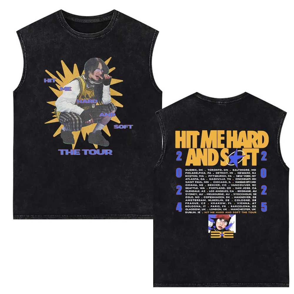 Hit Me Hard and Soft Tour 2024-2025 Vintage Washed Tank Tops T-shirts Men Women Fashion Harajuku Sleeveless Vest Cotton T-shirts X250821