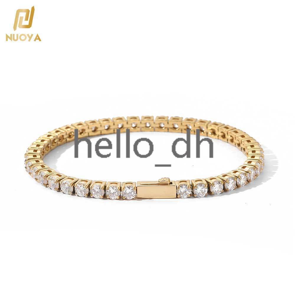 4mm Iced Out Tennis Bracelets 925 silver 925 silver Gold Plated Tennis Chain Bracelet