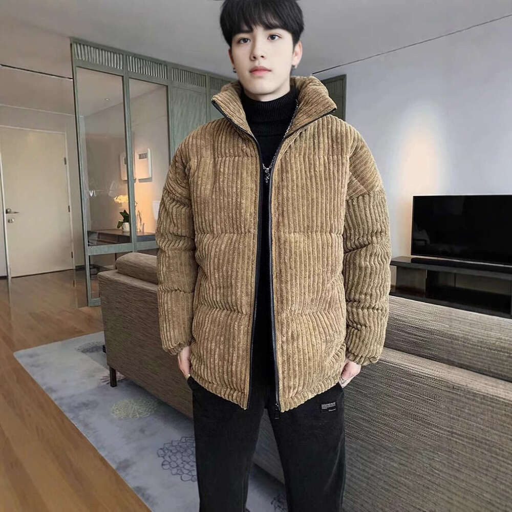 Corduroy For Men, Autumn And Winter Versatile Korean Style Trendy Warm Puffer Jacket Cotton Coat B5