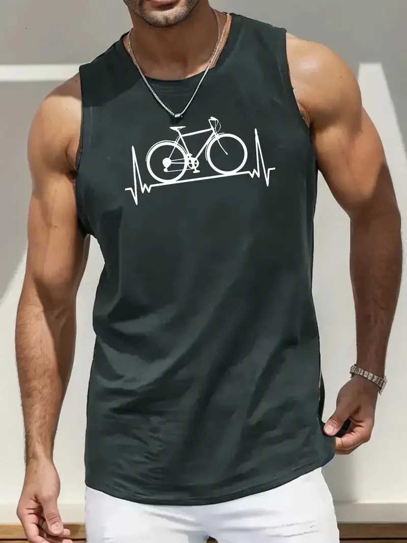Mens Fitness Sleeveless Round Neck Tank Top Summer Simple Pattern Printed Sports Daily Breathable Not Stuffy Mens Tank Top X250821