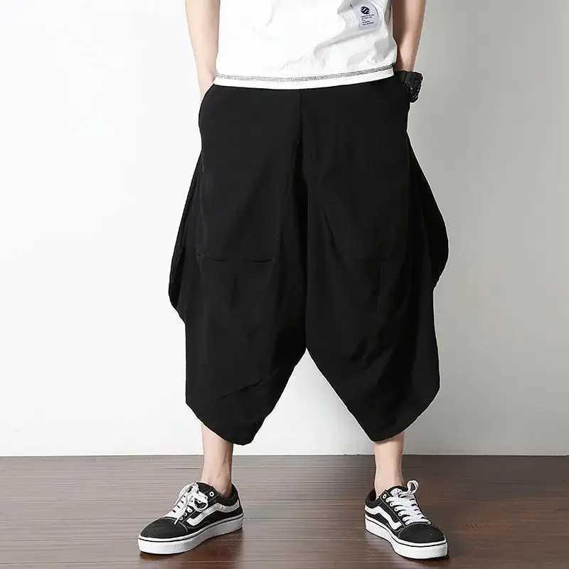 2023 Pantalon de linge décontracté pour les hommes de style chinois en mode ample en ajustement d'été été vintage basse taille pantalon de jambe