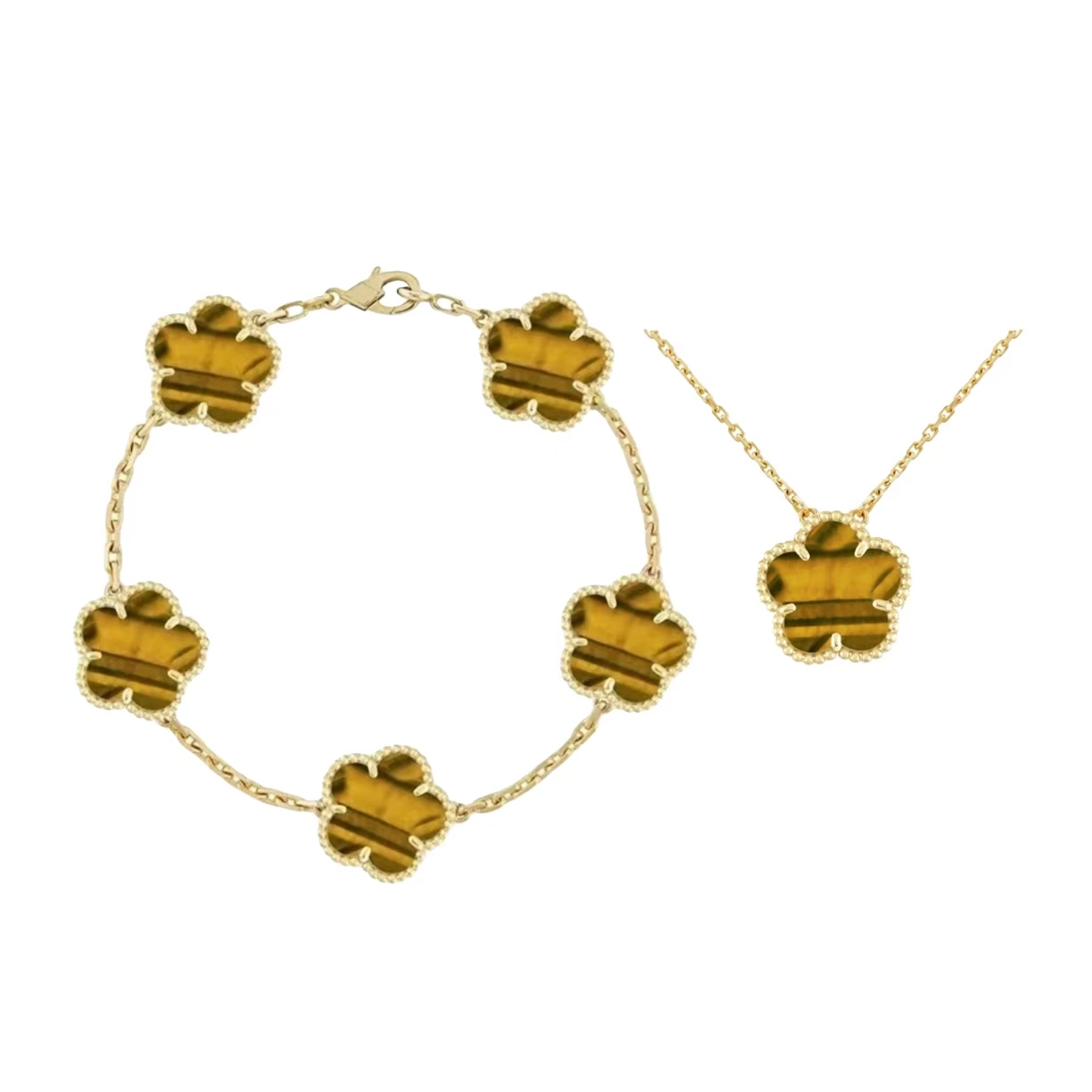 designer necklace clover necklace bracelet Jewelry Set Ruby Bracelet 18K Gold Plated Not easy to fade luxury jewelry designer necklace for woman nec