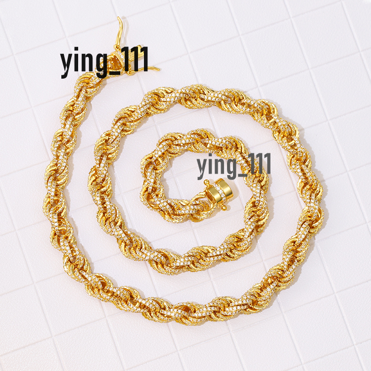 New Arrivals 925 Sterling Silver Gold Plated 8MM Twist Chains With VVS Moissanite for Mens Womens Necklace Twist Rope Chain