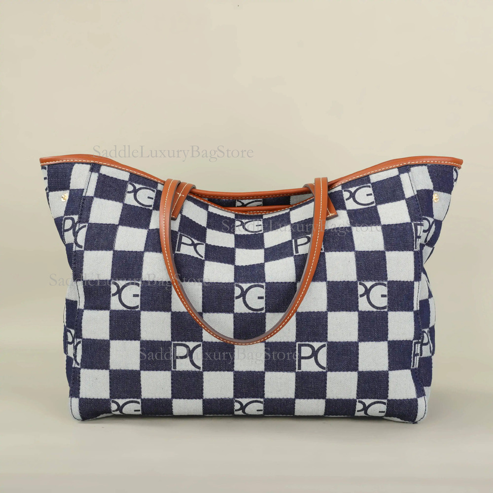 Free Shipping Designer Trendy Chessboard Pattern Shoulder Bag Luxury Fashion Printed Women's Large Capacity Handbag Casual Versatile Shopping B