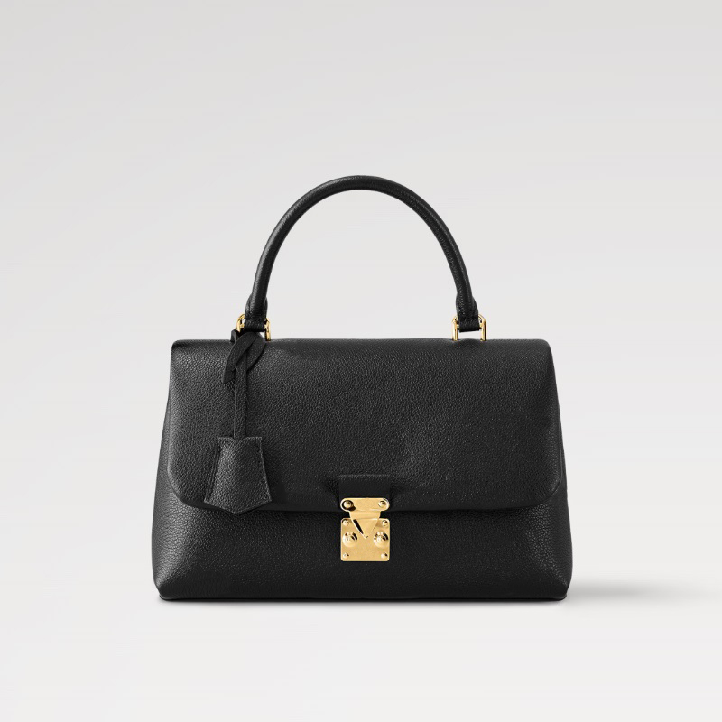 Fashion crossbody bag women's top handle bag solid color leather embossed logo metal buckle design outdoor handbag