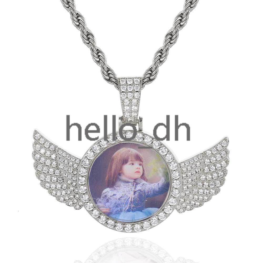 Hip Hop Ice Out Pendant 925 Silver With Moissanite Small Round Angel Wings Custom Picture Pendant Pass Diamond Tester Gifts