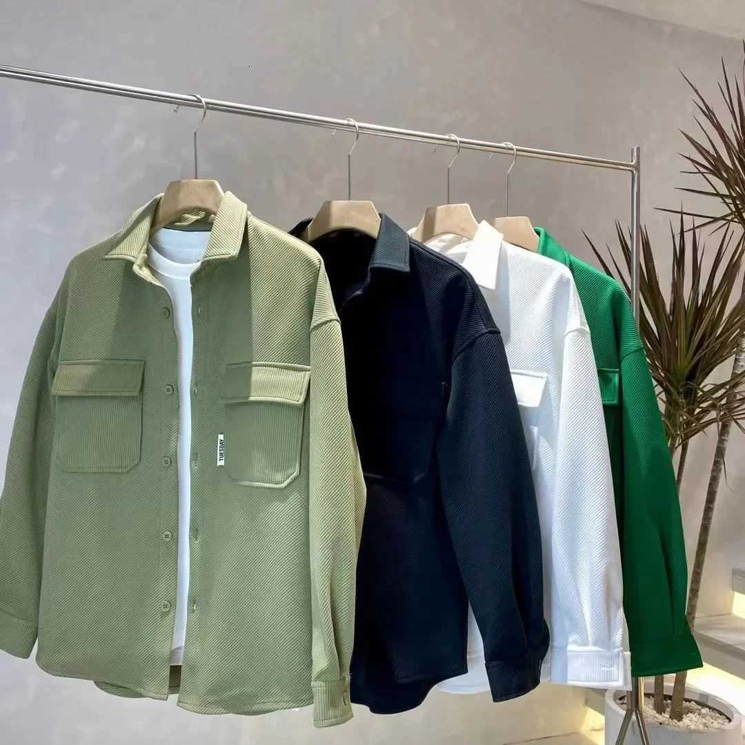Autumn New Mens Trendy Lapel Shirt Style Jacket Loose Fit Knit Sweater Casual Vest Fashion Outerwear Knitwear W250821