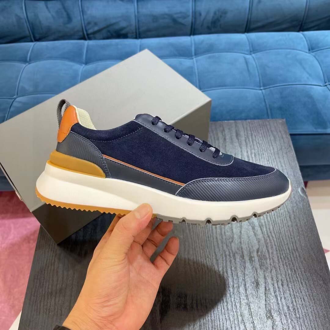25s Pop Walk Men Chaussures décontractées Mesh Sneakers à lacets lambrissés Sapphire Blue Suede et semelle en caoutchouc Cuir perforé et daim Spo