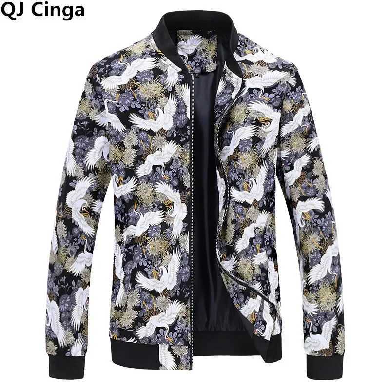 Mens Printed Long Sleeve Jacket with Zipper Control Switch Jacket Spring and Autumn New Asian Size Tops M-6XL W250821
