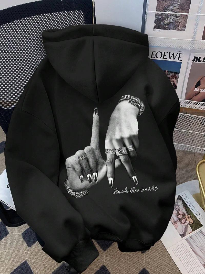 Men's Hoodies Hand Graphic Printing Autumn And Winter Pure Cotton Women's Outdoor Street Sports Training Brand Trendy