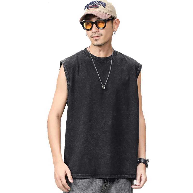 T-shirt Vintage Lavé Top Hop Streetwear Streetwear 100% Coton Tshirt Tshirt HARAJUKU T-shirts sans manches X250821