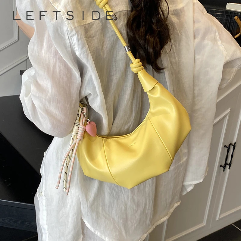 LEFTSIDE Small PU Leather Saddle Crossbody Bags for Women Trend Retro Shoulder Bag Ladies Retro Handbags and Purses 250818