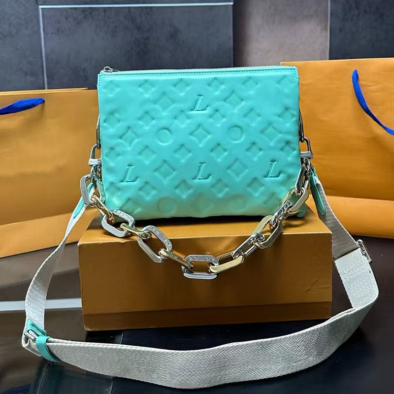 Chaînes de sacs de concepteurs classiques et sangle en toile Sac en cuir de haute qualité Small Sacs avec lettre L Unisexe Purse