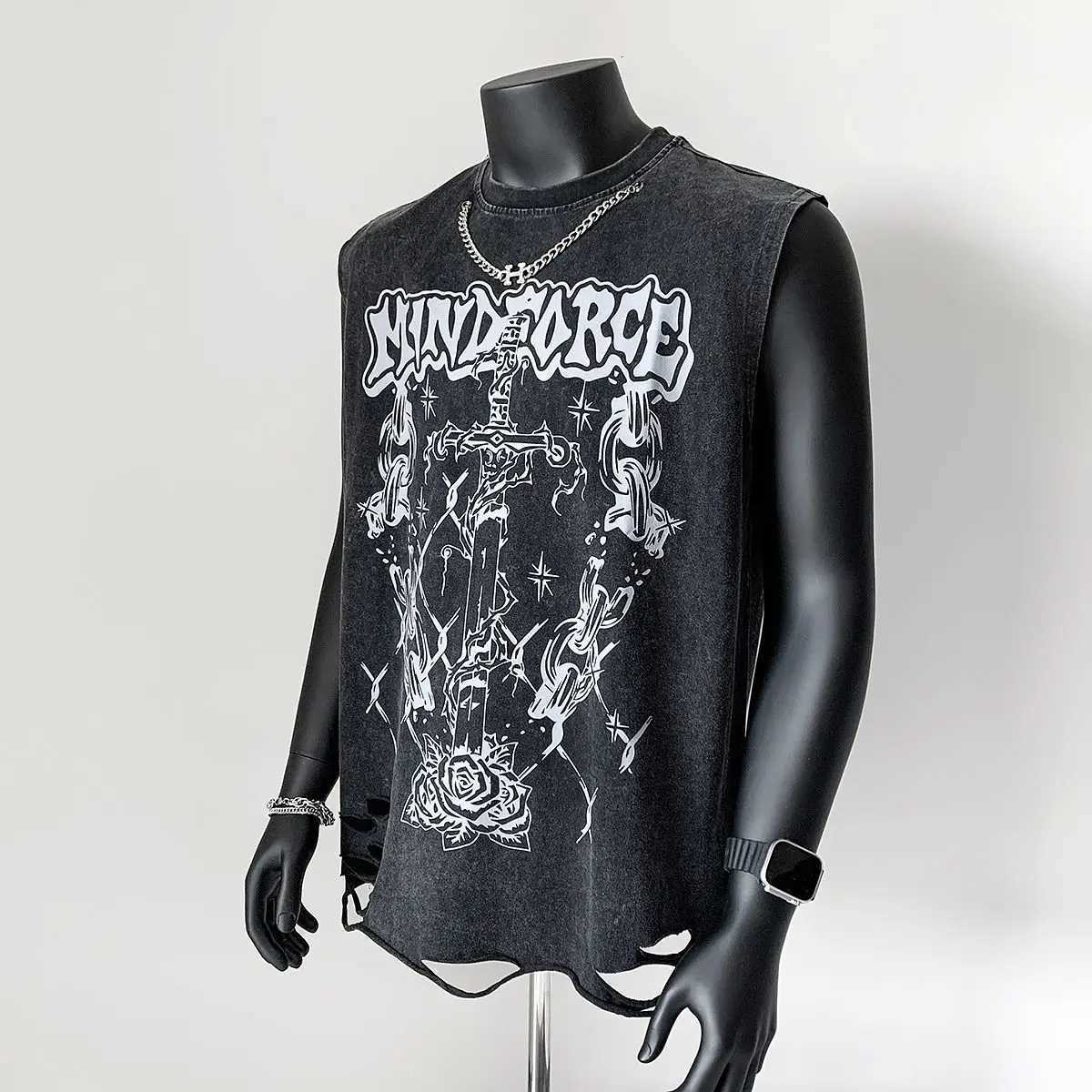 American Vest Mens 2025 Été Nouveau élément T-shirt sans manches en coton pur en coton avec camisole et collier pour hommes x250821