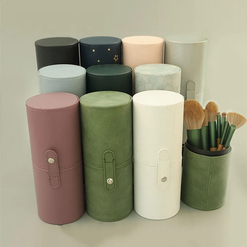 PU Leather Makeup Brush Bucket Portable Travel Cosmetic Bag Multi-Function Dust-Proof Waterproof Makeup Brush Cylinder 250818
