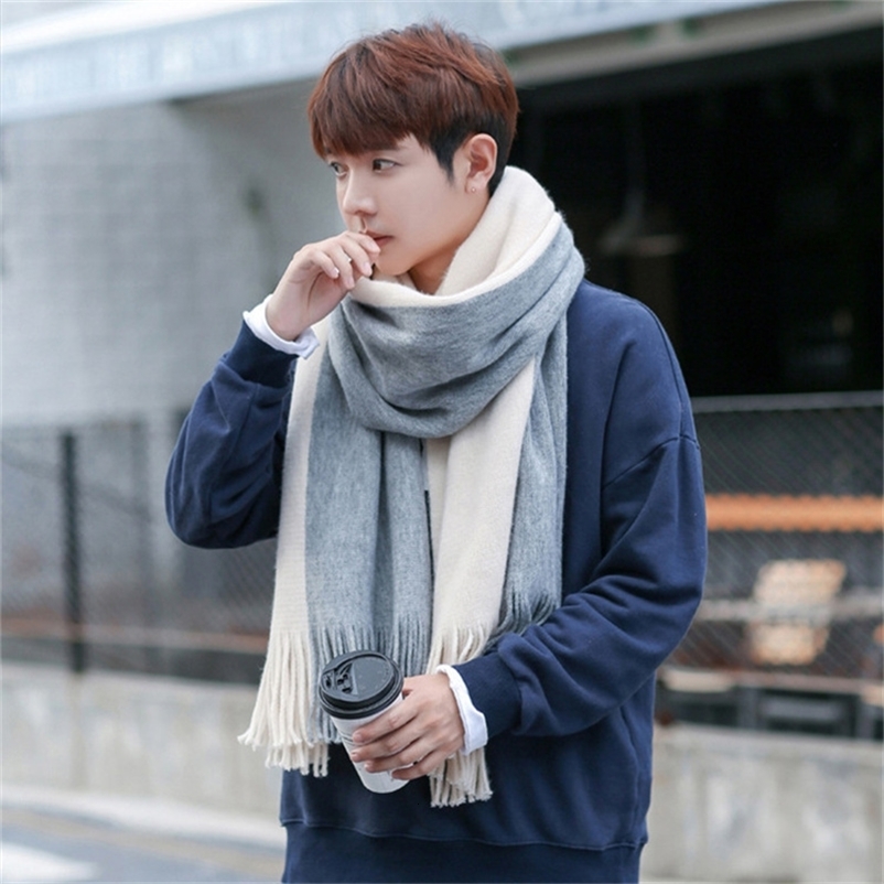 Fashion Winter Mens Knitted Scarf Warm Neckerchief Patchwork Striped Scarves Soft Long Casual Male Bufanda Pashmina Shawl250821