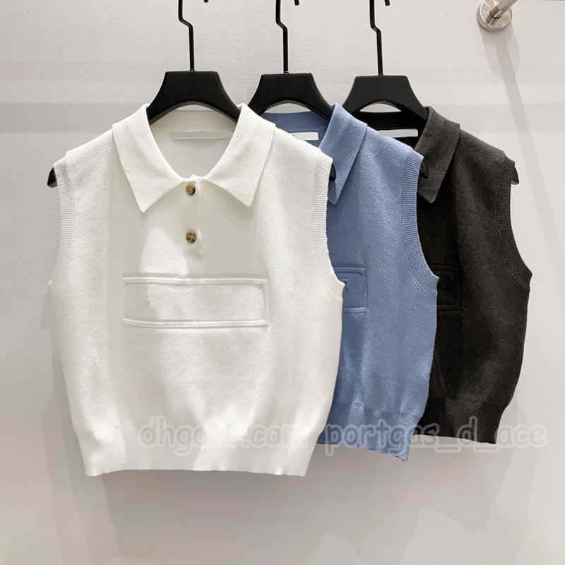 Luxury Gray Women Polo Knits Vest Designer Sleeveless Jumper Tops Summer Vacation Street Style Jumpers Polos