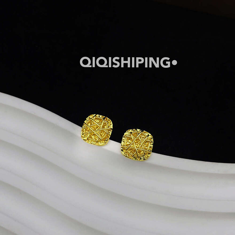 DHPET Japonais et coréen tissé Fleur creuse en soie petite boucle d'oreilles cube de sucre pour femmes, boucles d'oreilles simples légères haut d