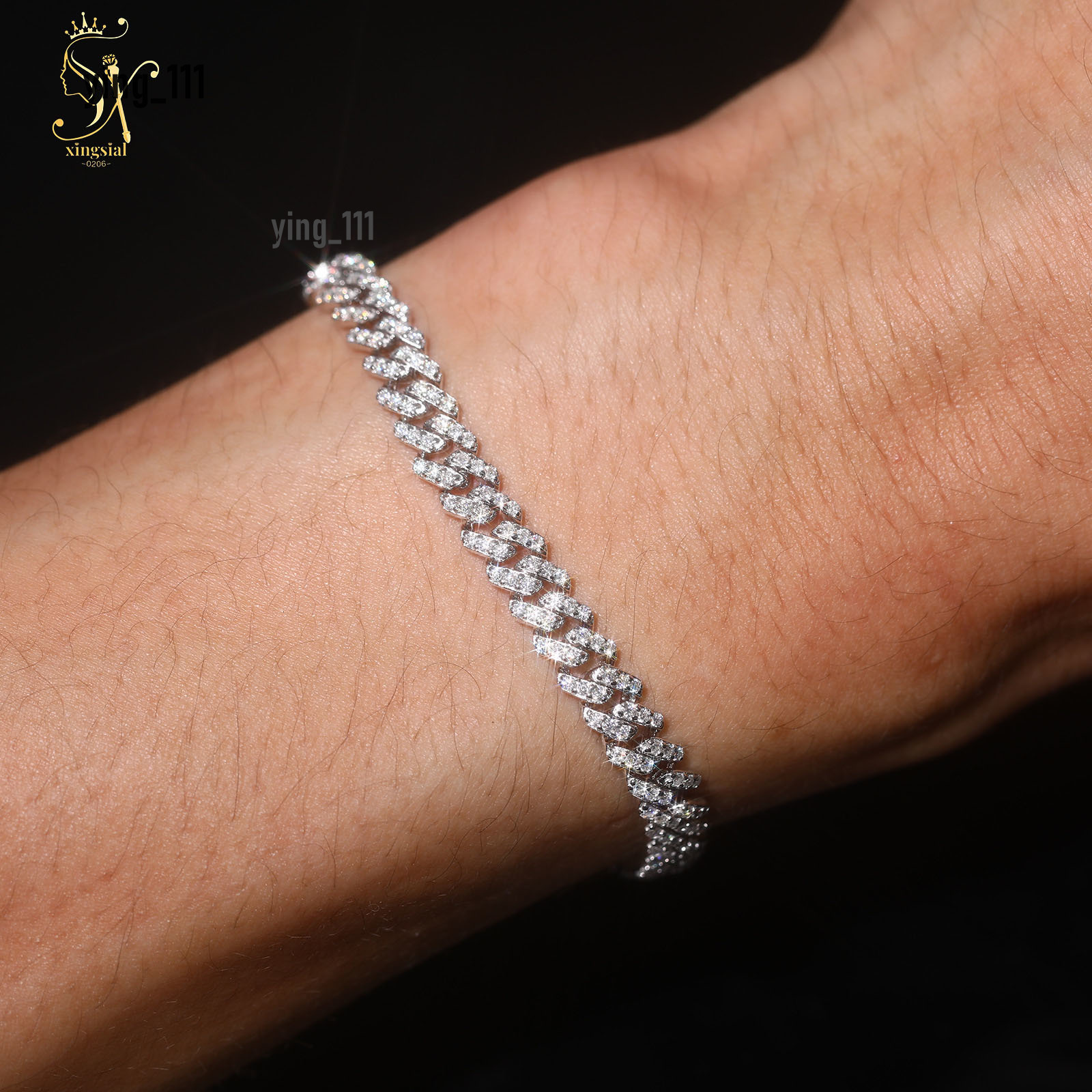Custom Hip Hop Style Luxury Jewelry 6mm VVS1 D Color Mossanite 925 Sterling Silver Link Chain Ice Out Diamond Cuban Link Chian