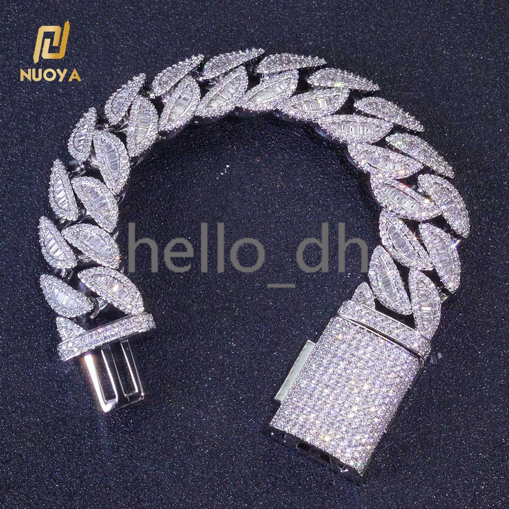 20MM Luxury Mixed Inlay T Shaped Cuban Link Chain Full Iced Out moissanite moissaniteia Hip Hop Jewelry Gold Plated Bracelet