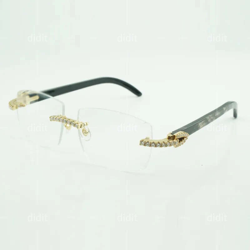 Nouvelles lunettes de buffs de la Moisanite Dia 3524015 Femelle mâle avec des jambes de cor bufflo texturée noire et des lentilles claires Taille