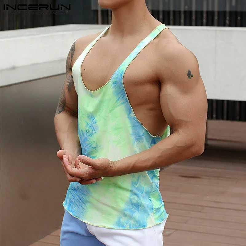 Men Tank Tops Tie Dye O-neck Sleeveless Streetwear Summer Vests 2024 Sexy Vacation Fitness Casual Men Clothing S-5XL X250821
