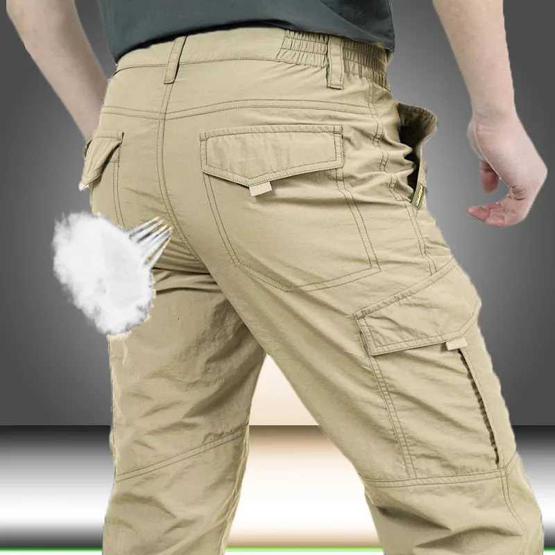 Summer Casual Lightweight Army Military Long Trousers Men Waterproof Quick Dry Cargo Camping Overalls Tactical Pants Breathable XJ250821