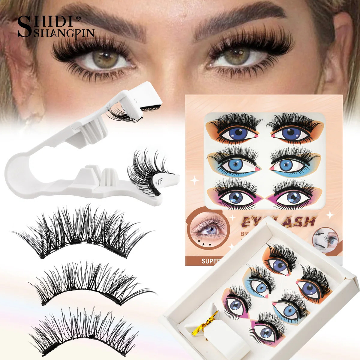 3D Fluffy Magnetic Eyelashes Natural Soft Handmade False Mink Lashes No Glue Needed with Magnet Band Tweezers Makeup Tools 250819