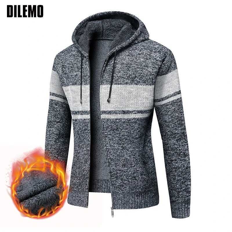 Igh Quality épais Plus Velvet Nouvelle marque Fashion décontractée avec veste de capuche à fermeture éclair chaud Patchwork Windbreaker manteaux