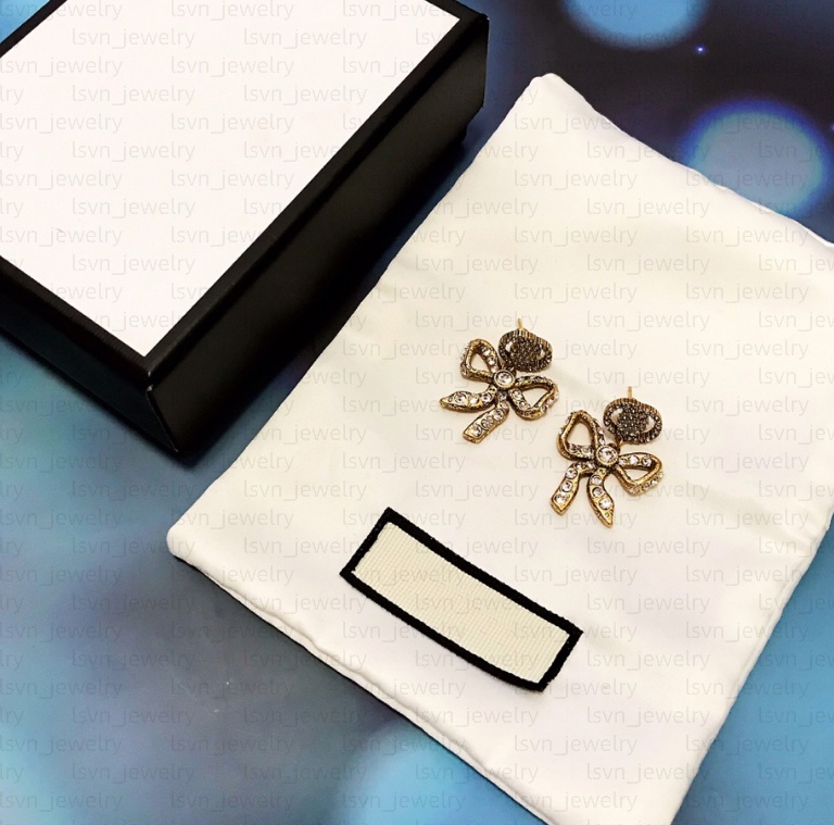 Retro Collar knot Earring Designer Jewelry Wedding Ring Women's Fashionable Light Luxury Heavily colored 925 sterling silver needle street styl