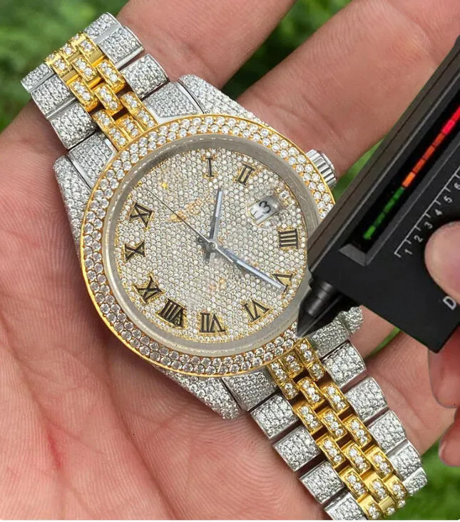Premium moissanite watch VVS Vintage-Style Moissanite Wristwatch Automatic mossanite machinery for Men Exquisite Craftsmanship & vvs Grade Watch Fre