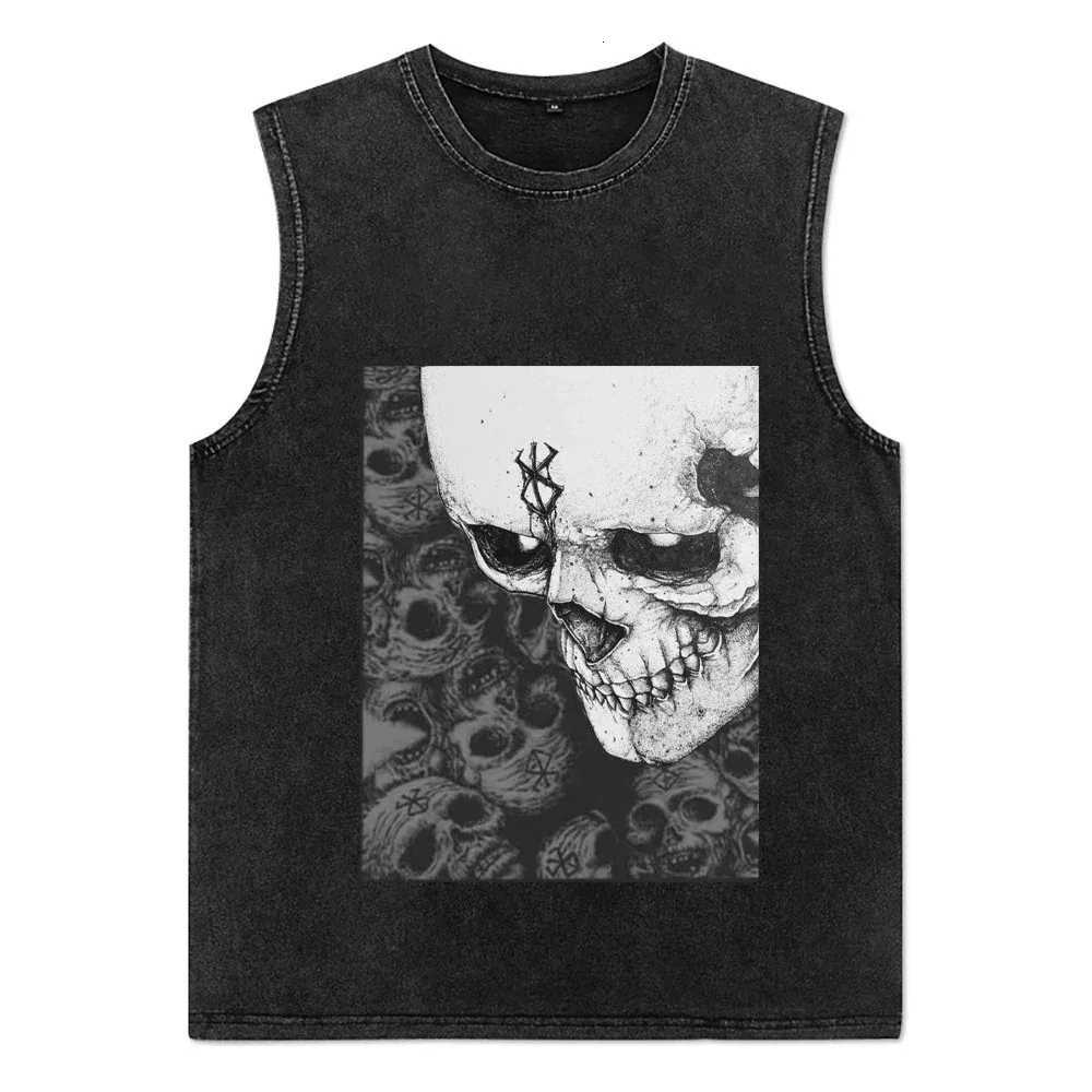 Anime Berserk Print Graphic Tank Tops Men Summer New Gym Clothing Men Sleeveless Shirt Vintage Washed Oversized Vest Y2K Clothes X250821