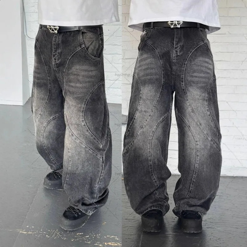 Deeptown Y2k Gothic Punk Washed Women Jeans Harajuku Wide Leg American Vintage Men Denim Pants Baggy Hip Hop Streetwear Trousers250821