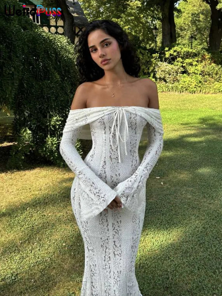 Bizarre chat Jacquard Robe élégante Femmes plis à lacets à lacets à lacets Backless Patchwork Fared Sleeve Automne Sexy Long BodyCon250820