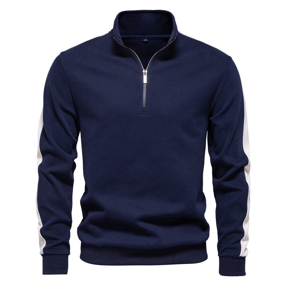 Dsigner Men's Hoodie Autumn New Long Sleeve Stand Collar Top Patchwork Sport T-Shirt Casual Versatile Jacket European Size S-2XL